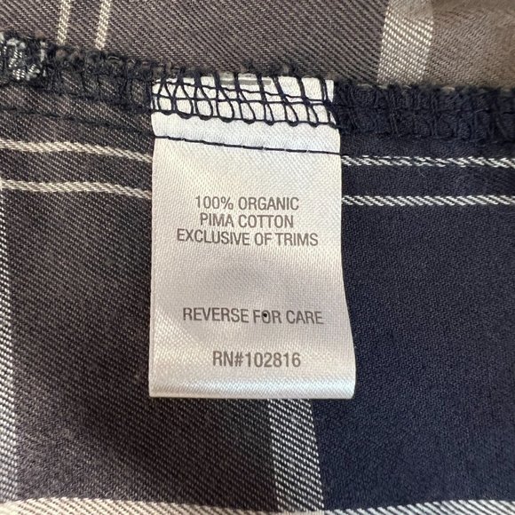 Garnet Hill Flannel Tunic Button Up Shirt 16 Gray Plaid Organic Cotton - Picture 9 of 10